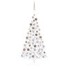 vidaXL Medio &aacute;rbol de Navidad con luces y bolas blanco 150 cm