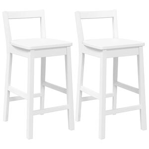 vidaXL Taburetes de bar, 2 unidades, madera maciza blanca, goma