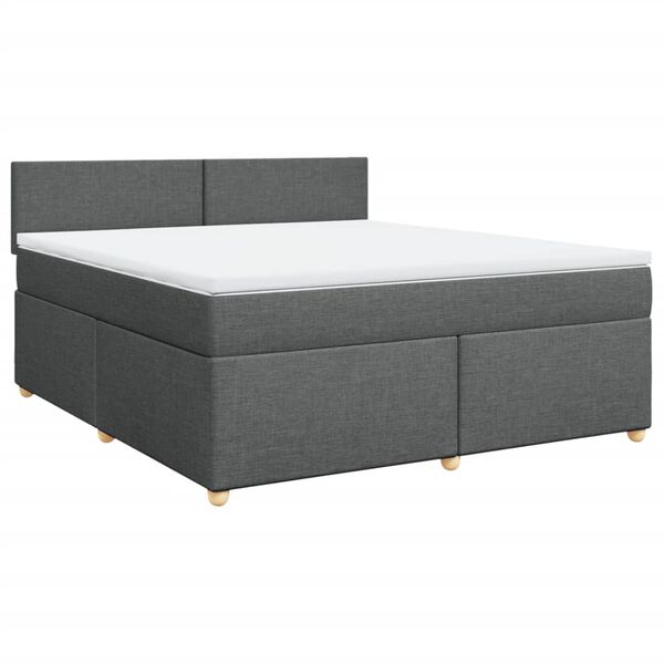 vidaXL Cama box spring con colch&oacute;n tela gris oscuro 180x200 cm