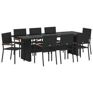 vidaXL Conjunto de Comedor de Jard&iacute;n 9 pcs Negro rat&aacute;n sint&eacute;tico