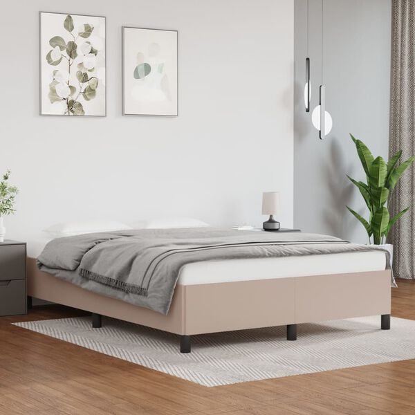 vidaXL Estructura cama sin colchón cuero sintético capuchino 140x190cm