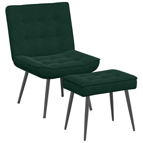 vidaXL Sill&oacute;n de relax con reposapi&eacute;s terciopelo verde oscuro