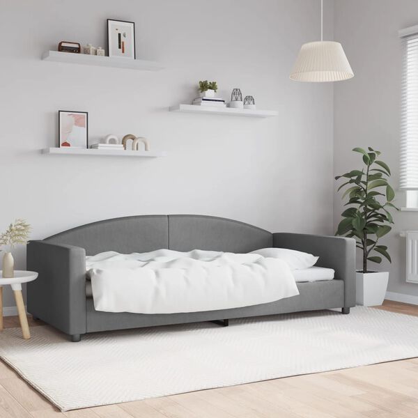 vidaXL Sof&aacute; cama sin colch&oacute;n tela gris oscuro 90x200 cm
