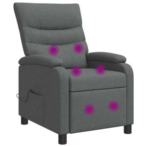 vidaXL Silla de masajes reclinable Gris oscuro Tela