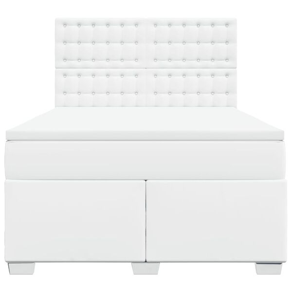 vidaXL Cama box spring con colch&oacute;n cuero sint&eacute;tico blanco 140x190 cm