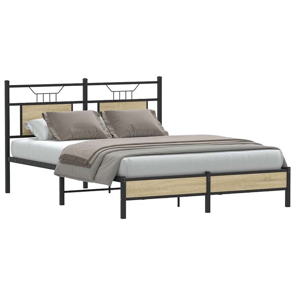 vidaXL Estructura de cama sin colchón madera roble Sonoma 137x190 cm