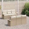 vidaXL Conjunto de sof&aacute; de jard&iacute;n 7 pcs Beige rat&aacute;n sint&eacute;tico