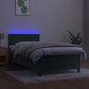 vidaXL Cama box spring colch&oacute;n y LED terciopelo verde oscuro 90x190 cm