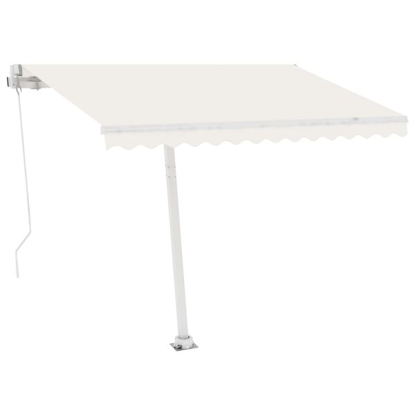 vidaXL Toldo retr&aacute;ctil manual con LED color crema 350x250 cm