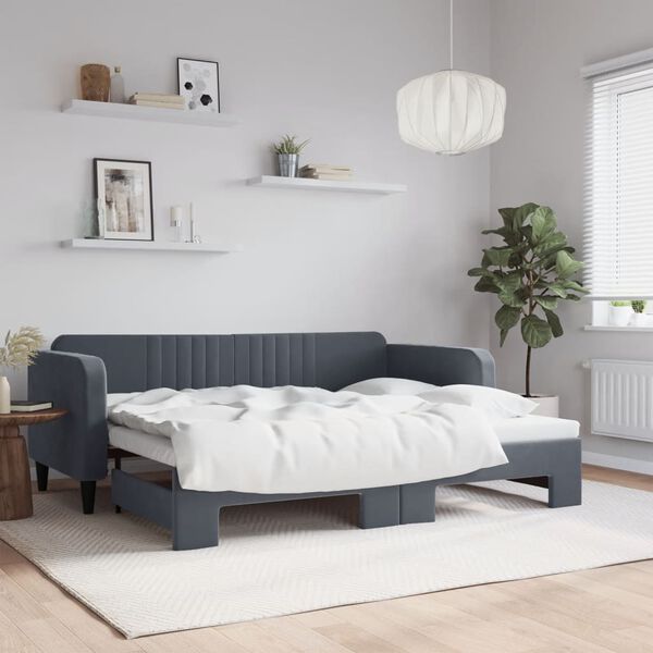 vidaXL Sofá cama nido terciopelo gris oscuro 90x200 cm