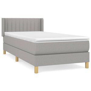 vidaXL Cama box spring con colch&oacute;n tela gris claro 90x200 cm