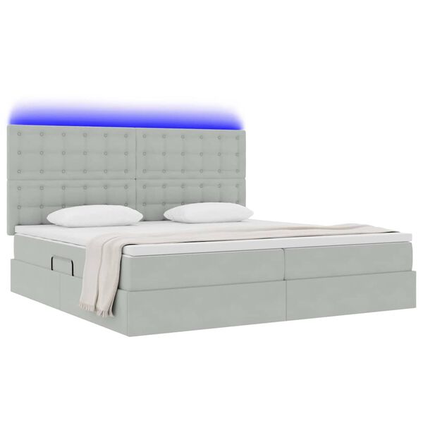 vidaXL Cama con almacenamiento y LED con LED Gris Claro 200 x 200 cm