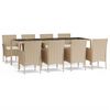 vidaXL Set comedor de jard&iacute;n 9 pzas con cojines rat&aacute;n sint&eacute;tico beige
