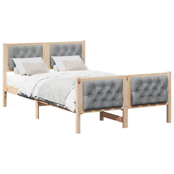 vidaXL Estructura de cama con cabecera Gris Claro 120 x 190 cm