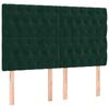 vidaXL Cama box spring colch&oacute;n y LED terciopelo verde oscuro 140x200cm
