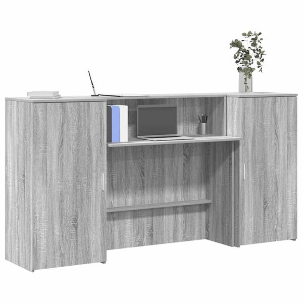 vidaXL Mostrador de recepci&oacute;n sonoma gris 200x50x103,5 cm