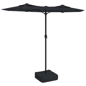 vidaXL Sombrilla doble de jard&iacute;n negra 316x145 cm