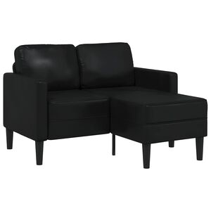 vidaXL Sof&aacute; de 2 plazas con chaise longue en forma de L, color negro, 125 cm, piel sint&eacute;tica