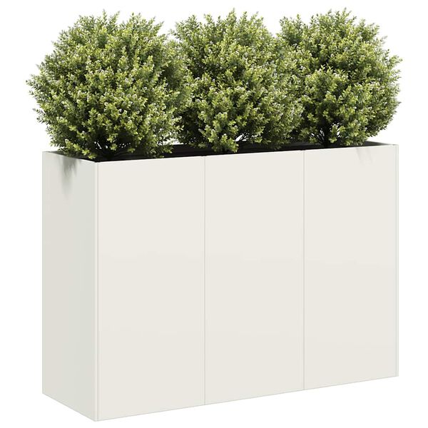 vidaXL Jardinera de acero laminado en fr&iacute;o blanco 120x40x80 cm