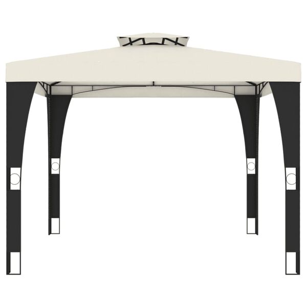 vidaXL Cenador con doble techo acero crema 2,98x2,98 m