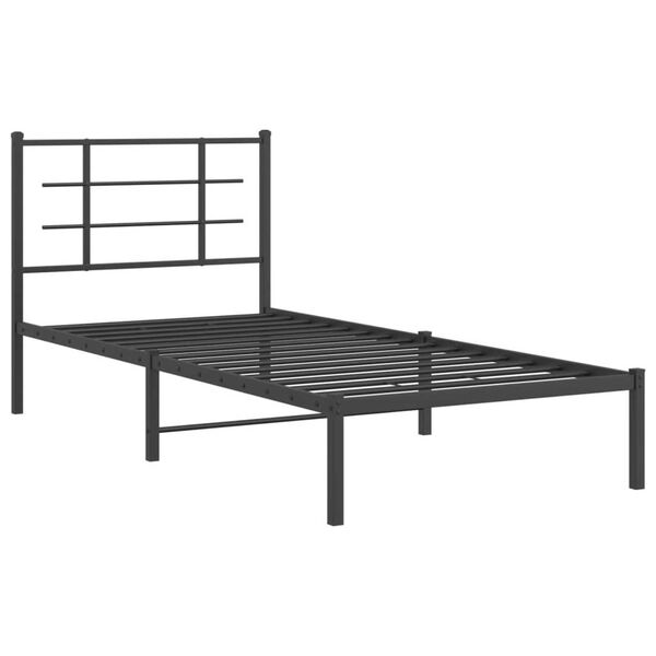 vidaXL Estructura cama sin colch&oacute;n con cabecero metal negro 90x200 cm