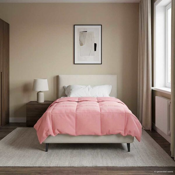 vidaXL Edred&oacute;n de Todo el A&ntilde;o Acolchado Rosa 135 x 200 cm Microfibra