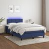 vidaXL Cama box spring con colch&oacute;n y luces LED tela azul 120x190 cm
