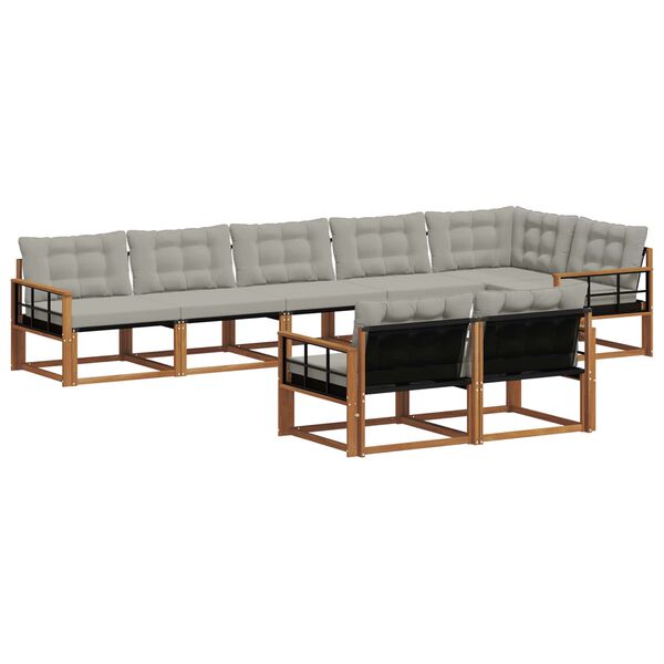 vidaXL Conjunto de sof&aacute;s de exterior 8 pcs Gris Natural y Claro