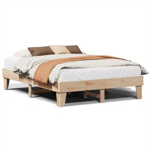 vidaXL Estructura de cama sin colch&oacute;n madera de pino blanco 150x200 cm