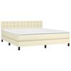 vidaXL Cama box spring colch&oacute;n y LED cuero sint&eacute;tico crema 180x200 cm