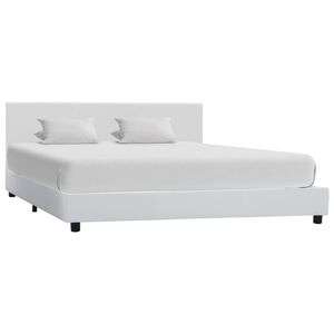 vidaXL Estructura de cama sin colch&oacute;n cuero sint&eacute;tico blanco 140x200cm