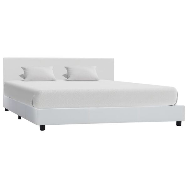 vidaXL Estructura de cama sin colchón cuero sintético blanco 140x200cm