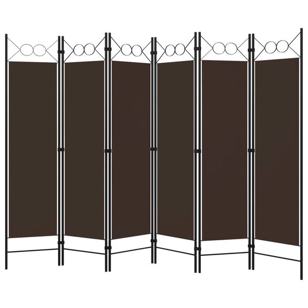 vidaXL Biombo divisor de 6 paneles marrón 240x180 cm