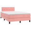 vidaXL Cama box spring colch&oacute;n y LED terciopelo rosa 120x200 cm