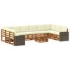vidaXL Conjunto de sof&aacute;s de exterior 11 pcs Natural y Crema Poli&eacute;ster