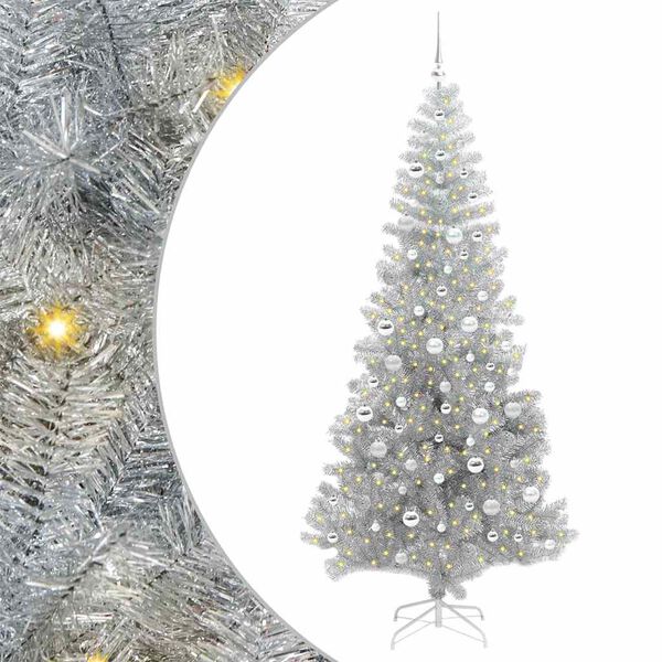 vidaXL &Aacute;rbol de Navidad con 300 LED con soporte Plateado 210 cm PET