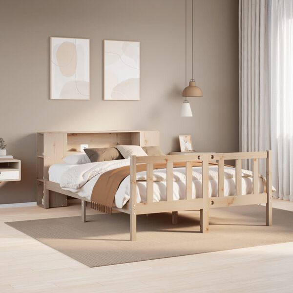 vidaXL Cama con estantería sin colchón madera maciza de pino 120x200cm