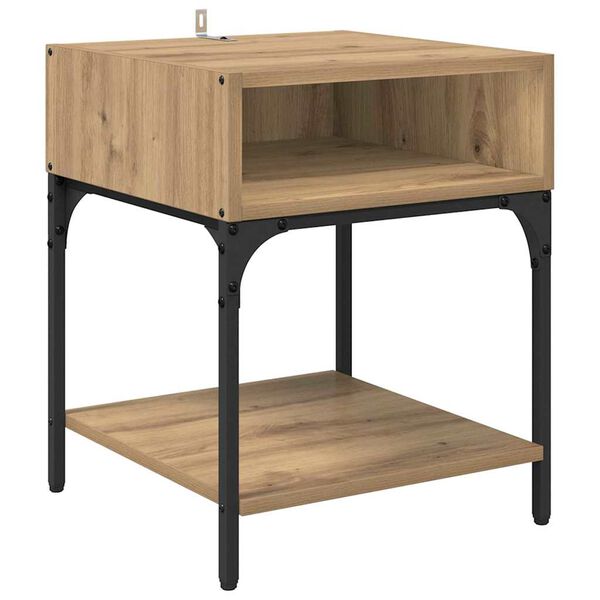 vidaXL Mesita de Noche Roble artesanal 40 x 40 x 50 cm