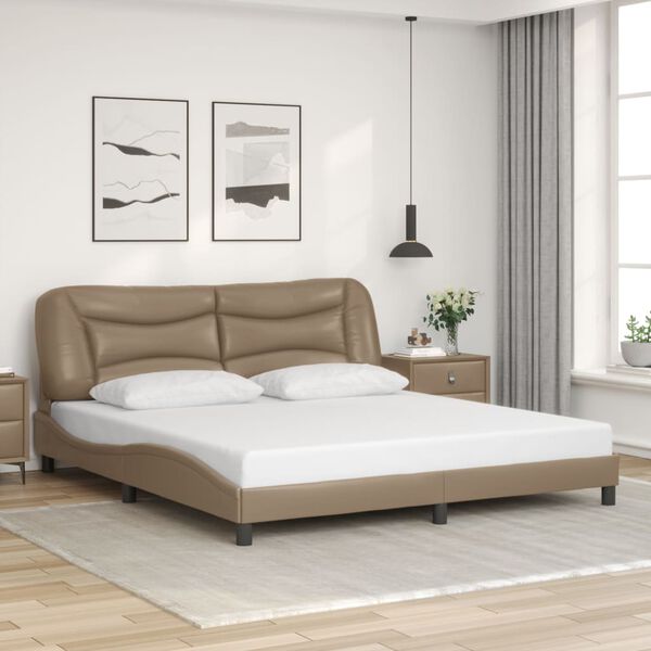vidaXL Estructura de cama con LED sin colch&oacute;n Hvar capuchino 180x200 cm