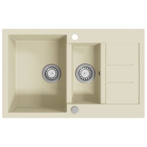 vidaXL Fregadero de cocina de granito con dos senos beige