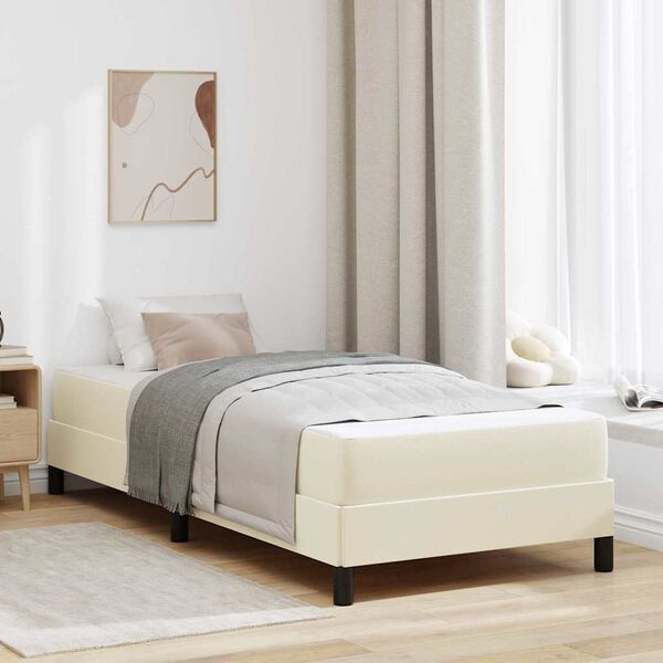vidaXL Estructura de cama con colch&oacute;n Crema 90 x 200 cm tela