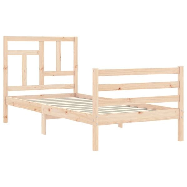 vidaXL Estructura de cama con cabecero madera maciza
