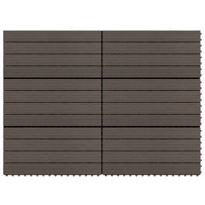 vidaXL Baldosas de porche 6 uds WPC marrón oscuro 60x30 cm 1,08 m²