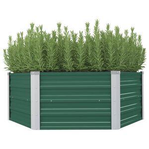 vidaXL Arriate elevado de acero galvanizado verde 129x129x46 cm