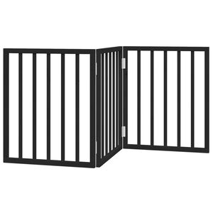 vidaXL Puerta para perros plegable 3 paneles madera &aacute;lamo negra 150 cm