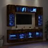 vidaXL Muebles de TV de pared con luces LED 6 piezas roble ahumado