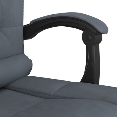 vidaXL Silla de oficina reclinable con masaje terciopelo gris oscuro