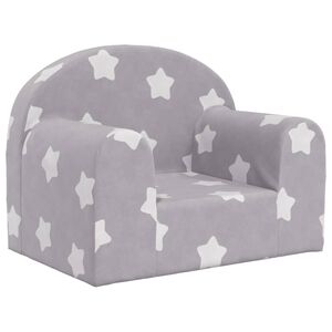 vidaXL Sof&aacute; para ni&ntilde;os felpa suave gris claro con estrellas