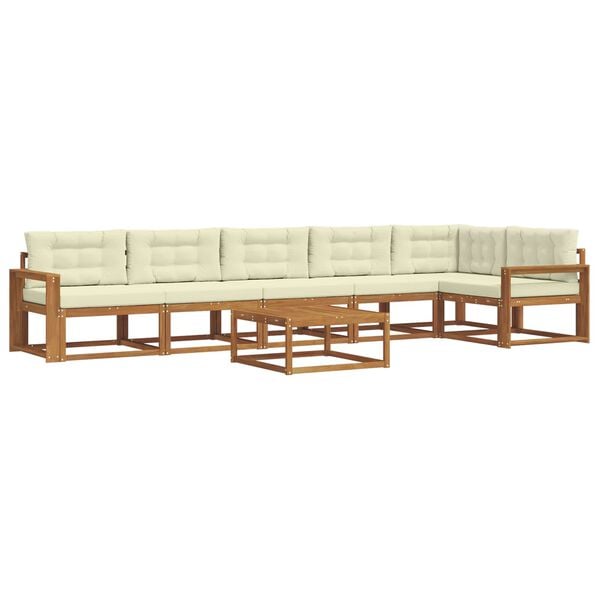 vidaXL Conjunto de sof&aacute;s de exterior con coj&iacute;n 7 pcs Natural y Crema