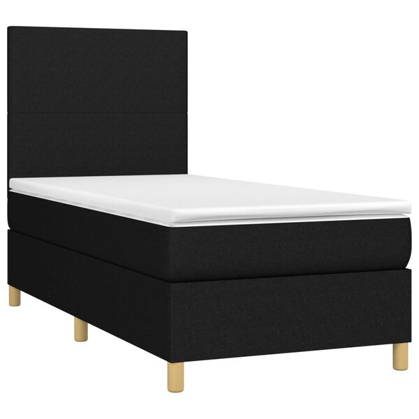 vidaXL Cama box spring colchón y luces LED tela negro 100x200 cm